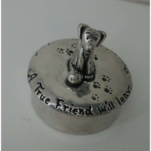 Pawprints on Your Heart Puppy Dog Keepsake Trinket Wish Box Pewter Basic Edition - Picture 2 of 10